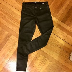 Paige black waxed cotton jeans